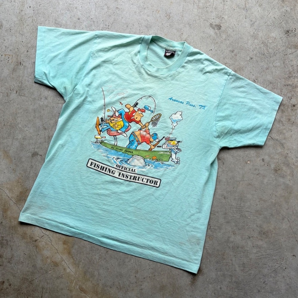 Vintage Screen Stars Best Fishing Instructor Aransas Pass TX T-Shirt XL 90s